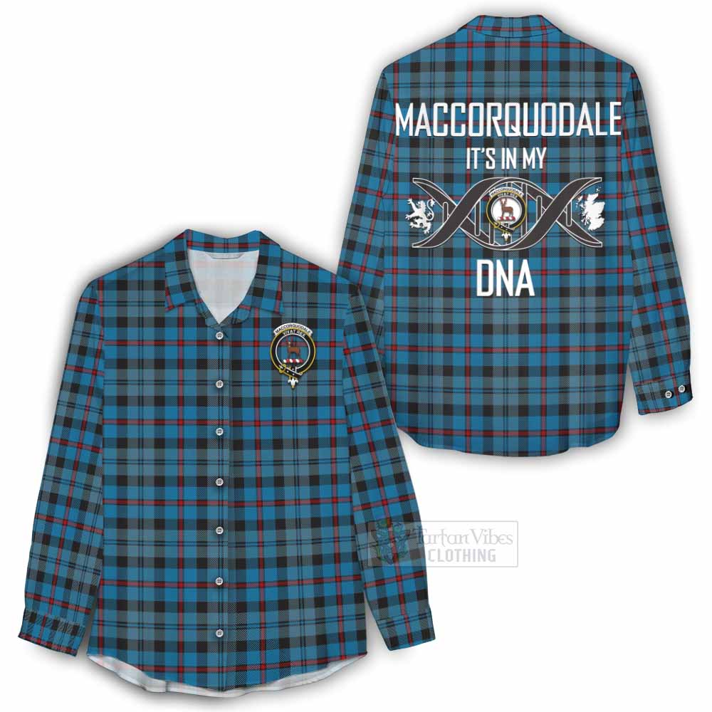 Tartan Vibes Clothing MacCorquodale (McCorquodale) Tartan Women's Casual Shirt with Family Crest DNA In Me Style