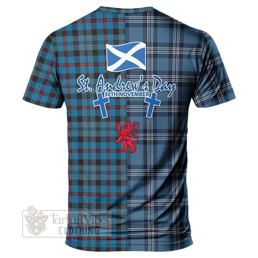 Tartan Vibes Clothing MacCorquodale (McCorquodale) Tartan T-Shirt Happy St. Andrew's Day Half Tartan Style