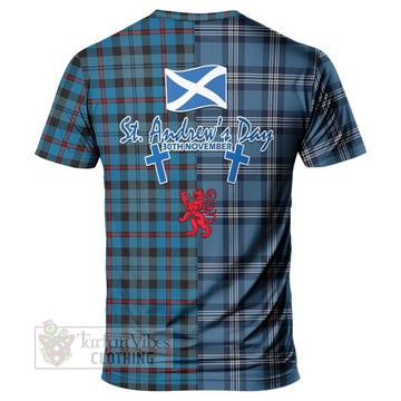 MacCorquodale (McCorquodale) Tartan T-Shirt Happy St. Andrew's Day Half Tartan Style