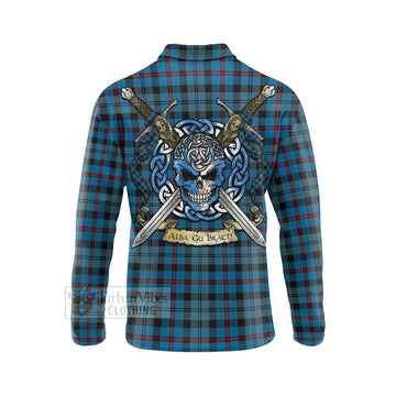 MacCorquodale (McCorquodale) Tartan Long Sleeve Polo Shirt with Family Crest Celtic Skull Style