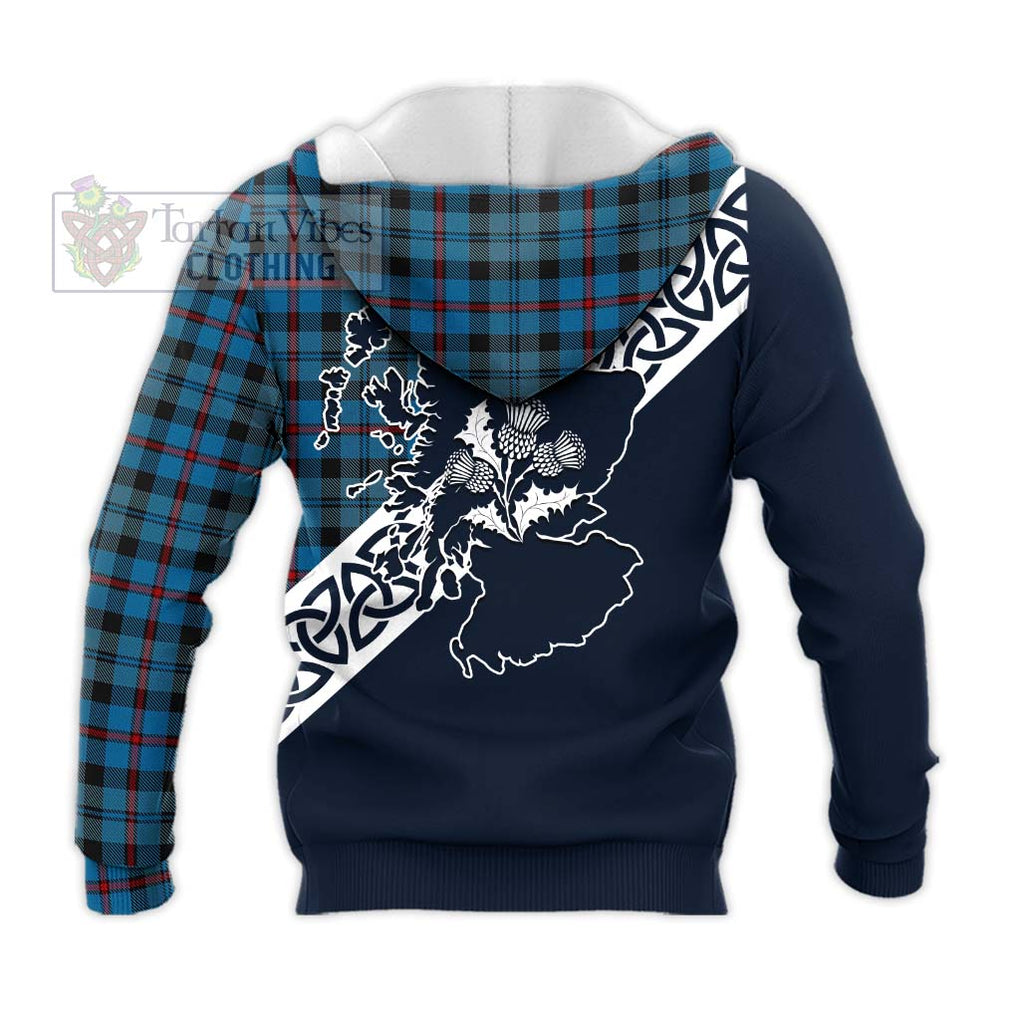 Tartan Vibes Clothing MacCorquodale (McCorquodale) Tartan Knitted Hoodie Featuring Thistle and Scotland Map