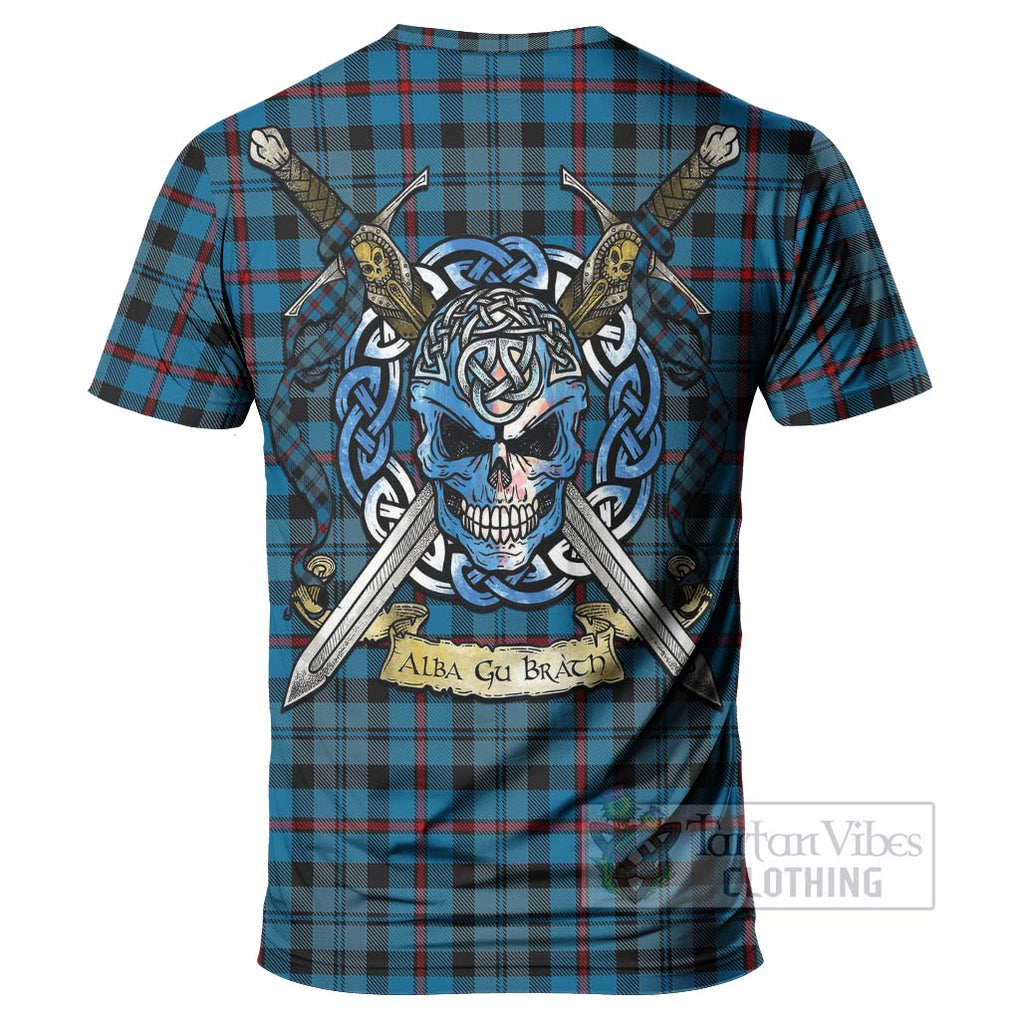 Tartan Vibes Clothing MacCorquodale (McCorquodale) Tartan T-Shirt with Family Crest Celtic Skull Style