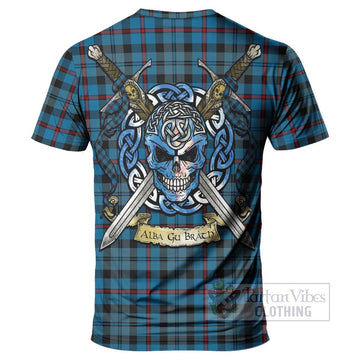 MacCorquodale (McCorquodale) Tartan T-Shirt with Family Crest Celtic Skull Style