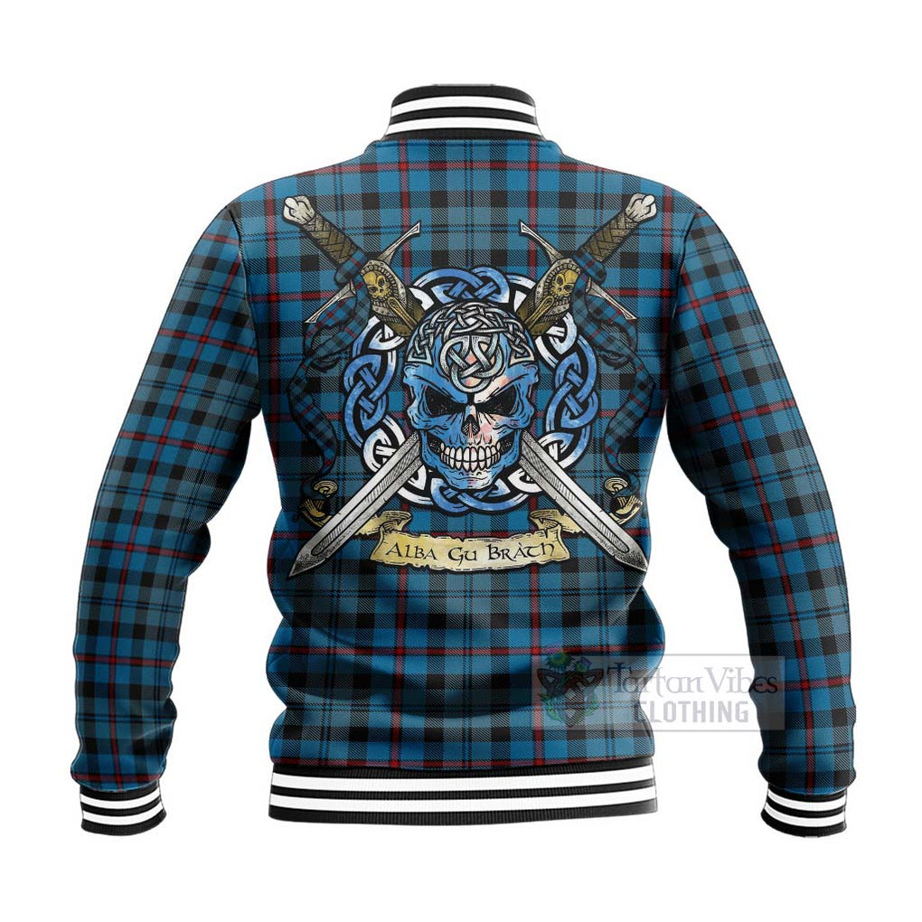 Tartan Vibes Clothing MacCorquodale (McCorquodale) Tartan Baseball Jacket with Family Crest Celtic Skull Style