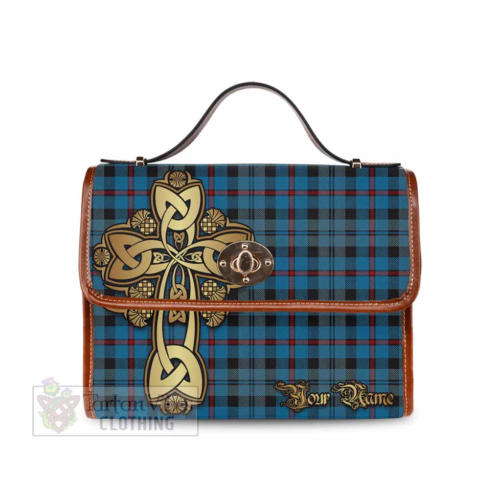 Tartan Vibes Clothing MacCorquodale (McCorquodale) Tartan Waterproof Canvas Bag Golden Thistle Celtic Cross Style