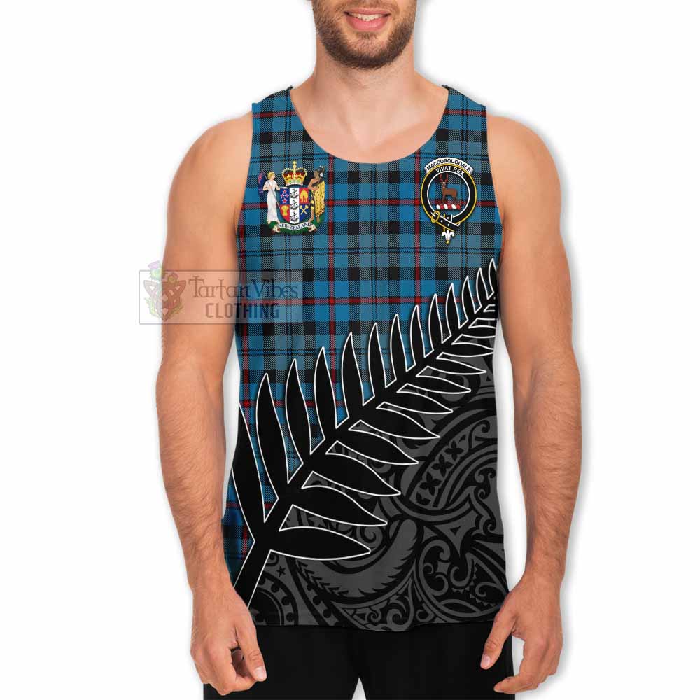 Tartan Vibes Clothing MacCorquodale (McCorquodale) Crest Tartan Men's Tank Top with New Zealand Silver Fern Half Style