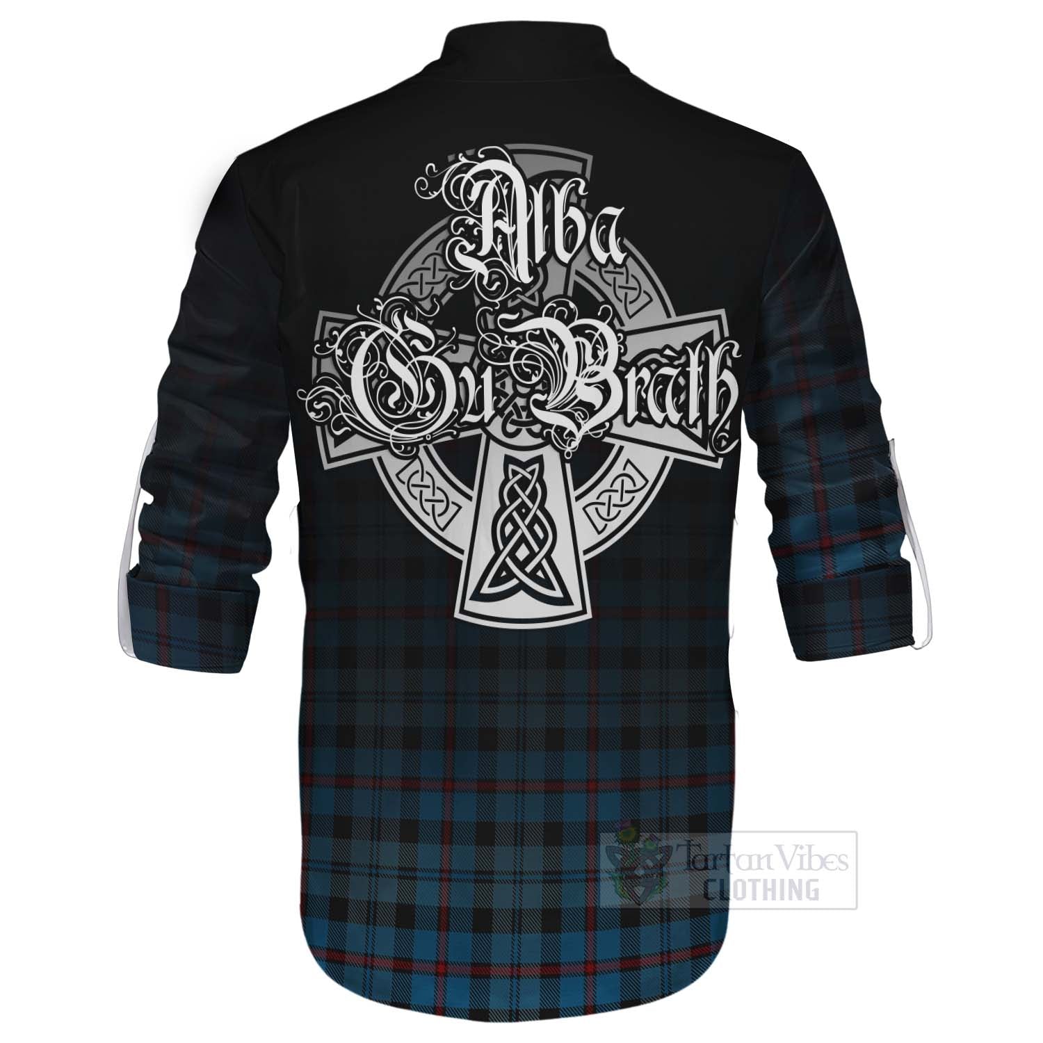 Tartan Vibes Clothing MacCorquodale (McCorquodale) Tartan Ghillie Kilt Shirt Featuring Alba Gu Brath Family Crest Celtic Inspired