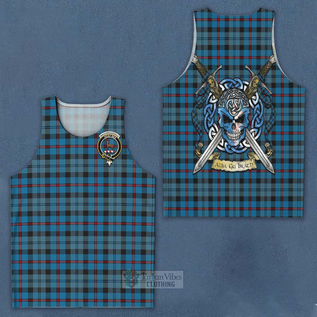 Tartan Vibes Clothing MacCorquodale (McCorquodale) Tartan Men's Tank Top with Family Crest Celtic Skull Style