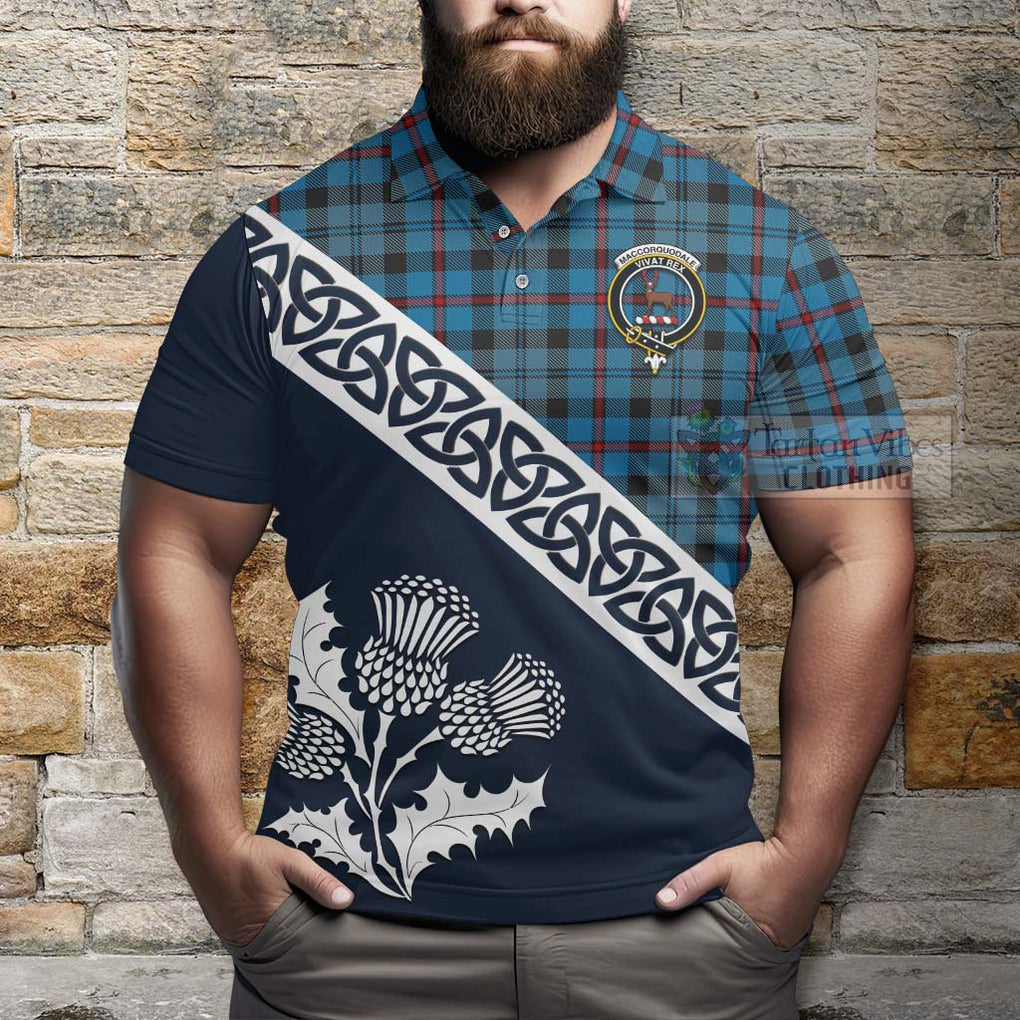 MacCorquodale (McCorquodale) Tartan Polo Shirt Featuring Thistle and Scotland Map