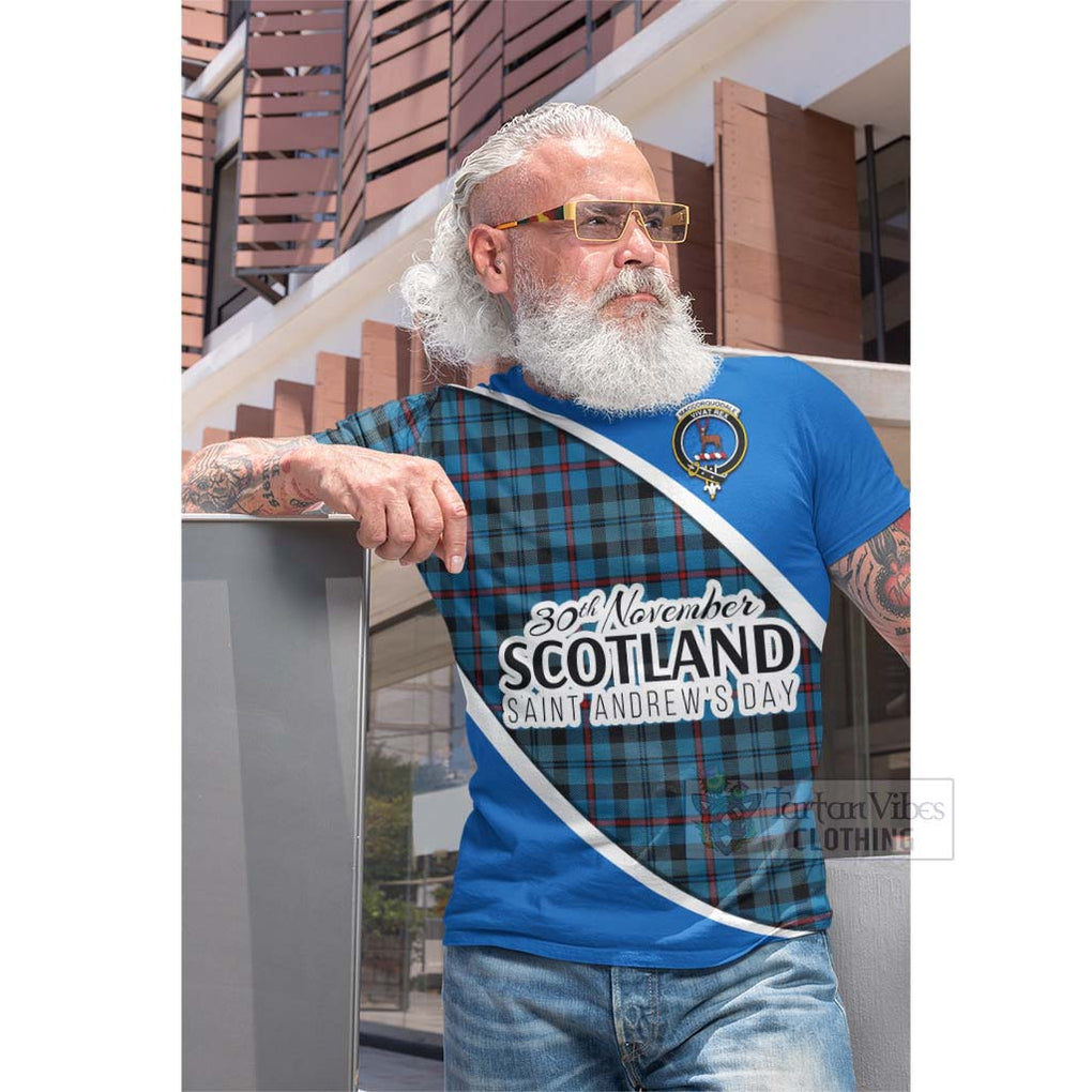 Tartan Vibes Clothing MacCorquodale (McCorquodale) Family Crest Tartan Cotton T-shirt Celebrate Saint Andrew's Day in Style