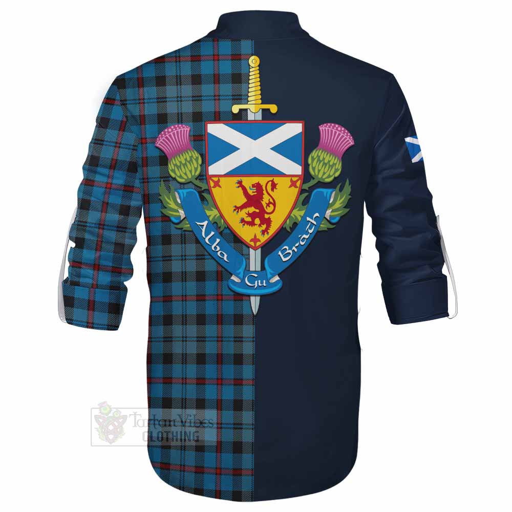 MacCorquodale (McCorquodale) Tartan Ghillie Kilt Shirt Alba with Scottish Lion Royal Arm Half Style