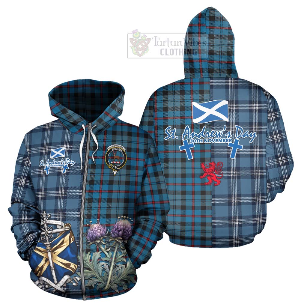 Tartan Vibes Clothing MacCorquodale (McCorquodale) Tartan Hoodie Happy St. Andrew's Day Half Tartan Style