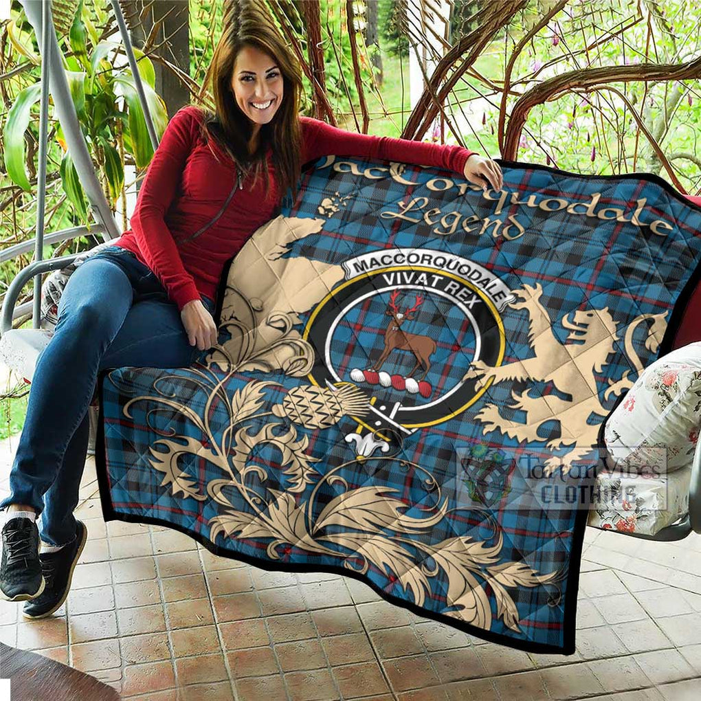 Tartan Vibes Clothing MacCorquodale (McCorquodale) Tartan Quilt with Family Crest and Scottish Symbol Style