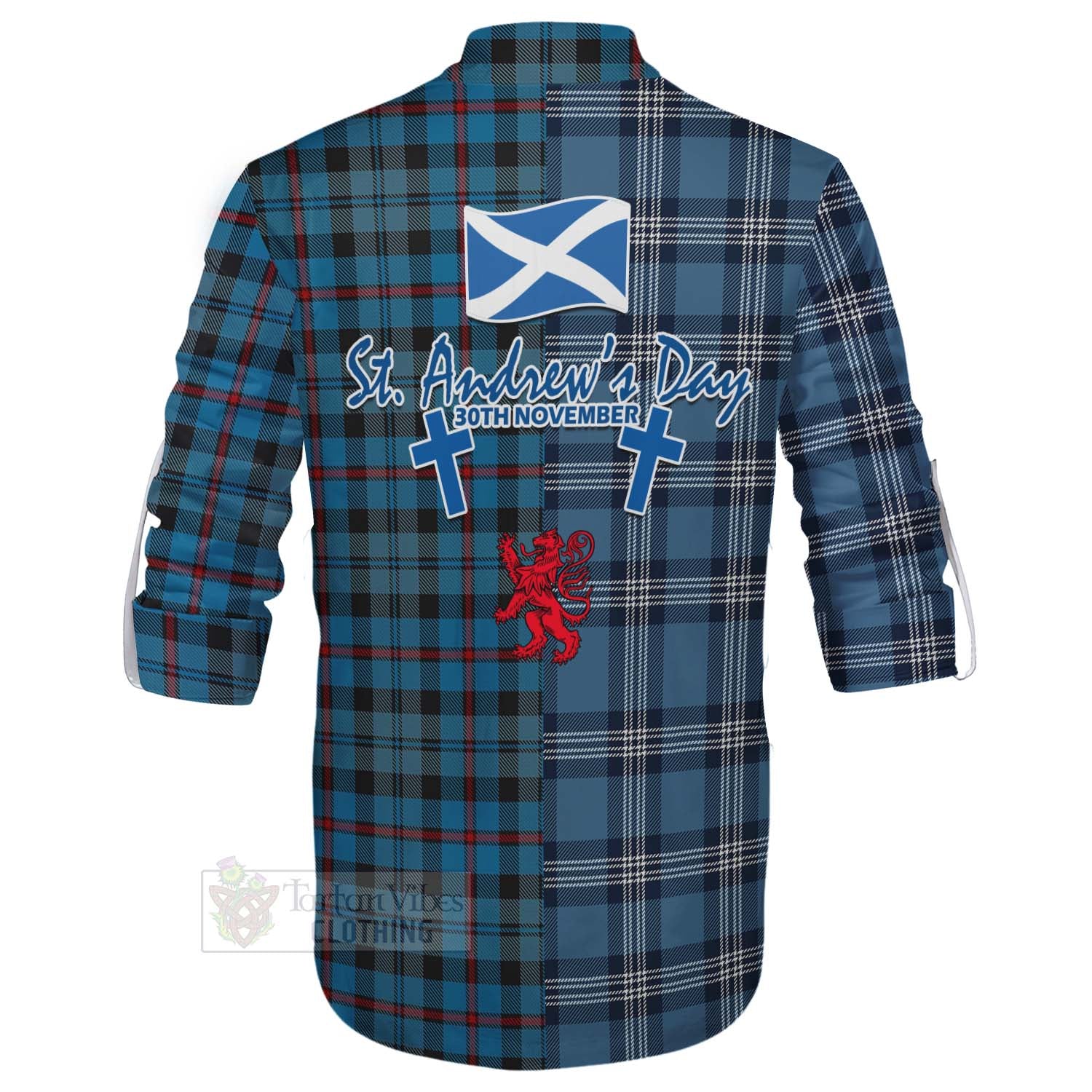 Tartan Vibes Clothing MacCorquodale (McCorquodale) Tartan Ghillie Kilt Shirt Happy St. Andrew's Day Half Tartan Style