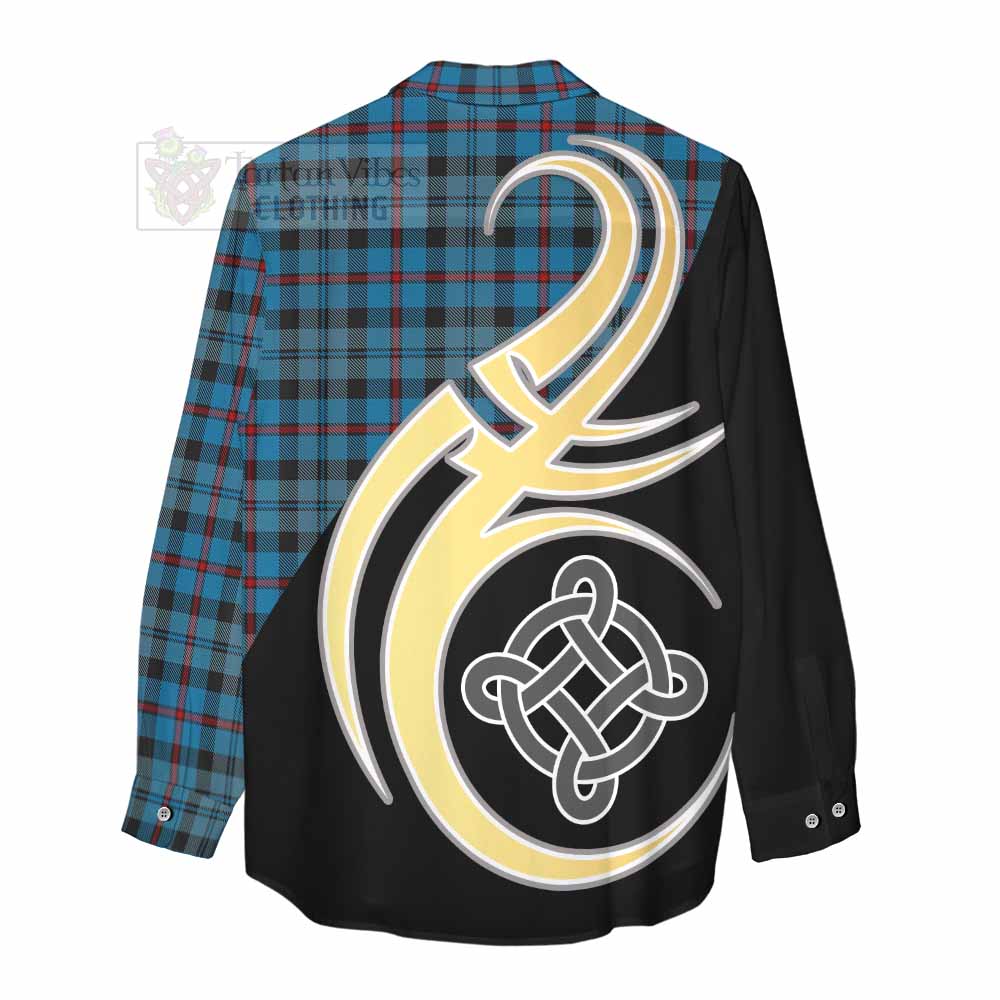 Tartan Vibes Clothing MacCorquodale (McCorquodale) Tartan Women's Casual Shirt with Family Crest and Celtic Symbol Style