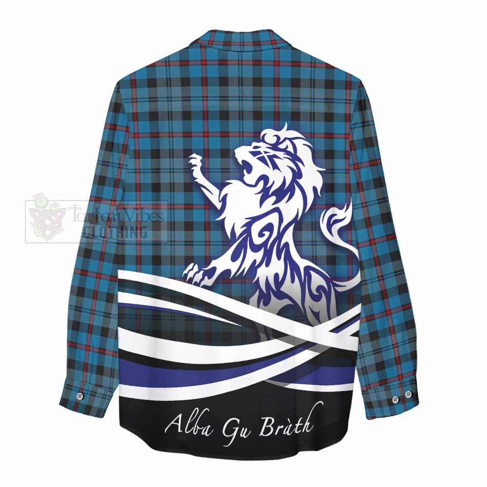 Tartan Vibes Clothing MacCorquodale (McCorquodale) Tartan Women's Casual Shirt with Alba Gu Brath Regal Lion Emblem