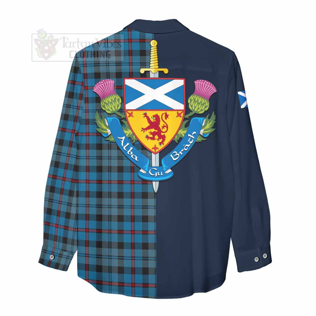 Tartan Vibes Clothing MacCorquodale (McCorquodale) Tartan Women's Casual Shirt Alba with Scottish Lion Royal Arm Half Style