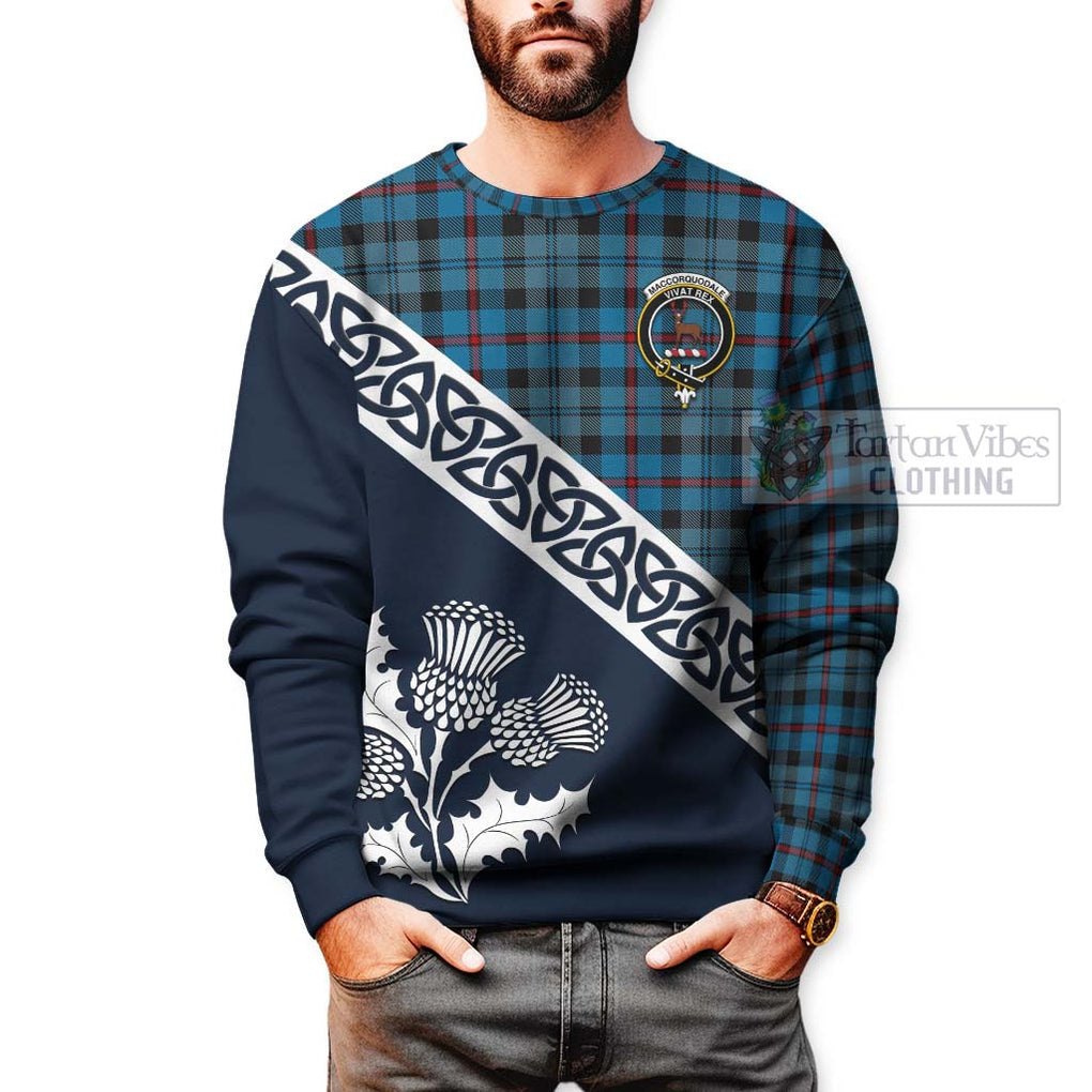 Tartan Vibes Clothing MacCorquodale (McCorquodale) Tartan Sweatshirt Featuring Thistle and Scotland Map