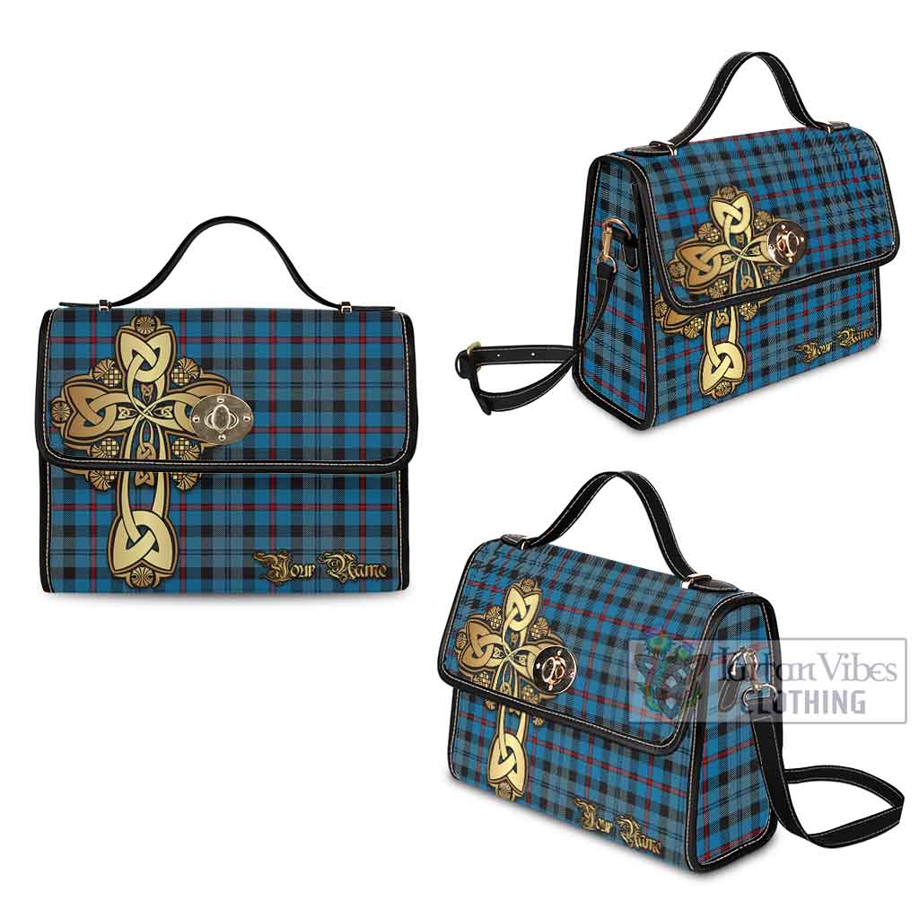 Tartan Vibes Clothing MacCorquodale (McCorquodale) Tartan Waterproof Canvas Bag Golden Thistle Celtic Cross Style