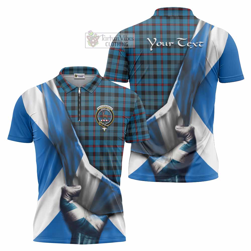 Tartan Vibes Clothing MacCorquodale (McCorquodale) Tartan Zipper Polo Shirt with Family Crest Scotland Patriotic Style