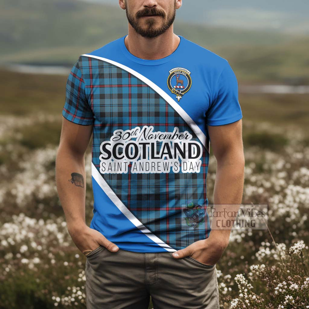 Tartan Vibes Clothing MacCorquodale (McCorquodale) Family Crest Tartan T-Shirt Celebrate Saint Andrew's Day in Style