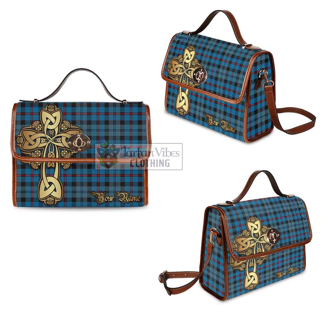 Tartan Vibes Clothing MacCorquodale (McCorquodale) Tartan Waterproof Canvas Bag Golden Thistle Celtic Cross Style