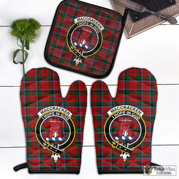 MacCracken (McCracken) Tartan Combo Oven Mitt & Pot-Holder with Family Crest Black - Tartan Vibes Clothing
