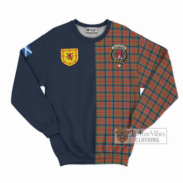 MacCracken Ancient Tartan Sweatshirt Alba with Scottish Lion Royal Arm Half Style Unisex - Tartan Vibes Clothing