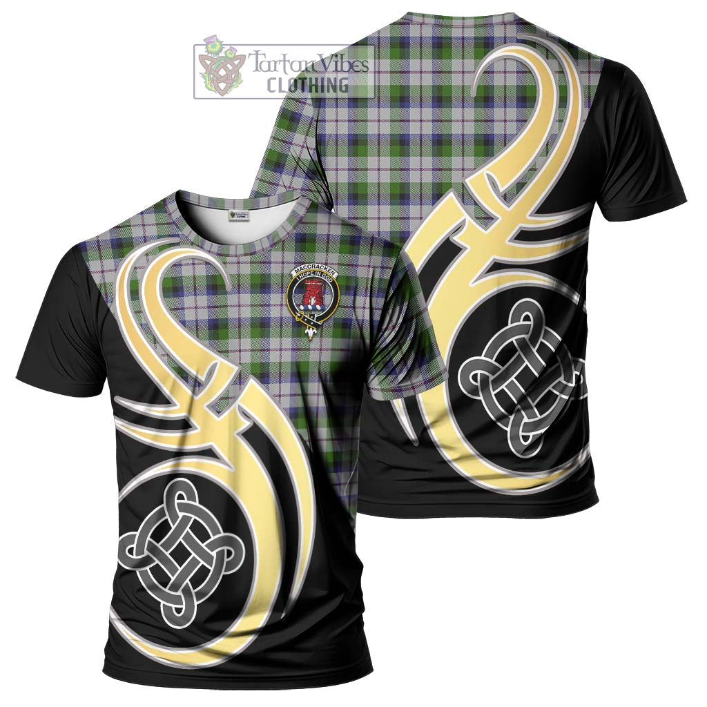 Tartan Vibes Clothing MacCracken Dress Tartan T-Shirt with Family Crest and Celtic Symbol Style