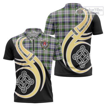 MacCracken Dress Tartan Zipper Polo Shirt with Family Crest and Celtic Symbol Style