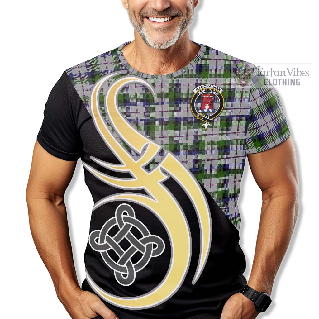 Tartan Vibes Clothing MacCracken Dress Tartan T-Shirt with Family Crest and Celtic Symbol Style