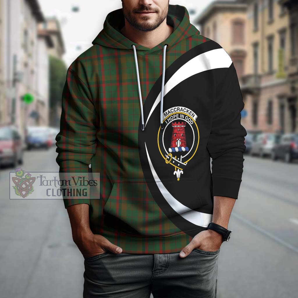 Tartan Vibes Clothing MacCracken Hunting Tartan Hoodie with Family Crest Circle Style