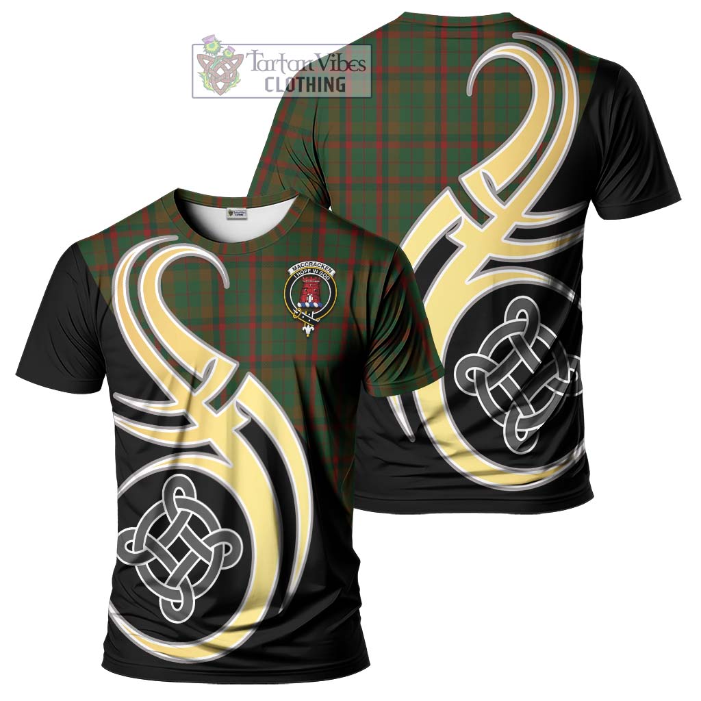 Tartan Vibes Clothing MacCracken Hunting Tartan T-Shirt with Family Crest and Celtic Symbol Style