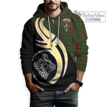 MacCracken Hunting Tartan Hoodie with Family Crest and Celtic Symbol Style