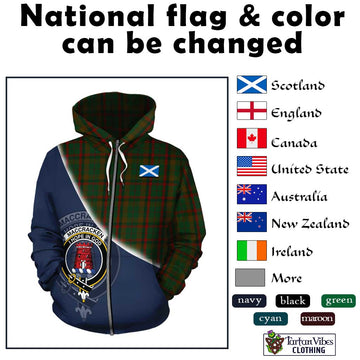 MacCracken Hunting Tartan Hoodie with Personalised National Flag and Family Crest Half Style