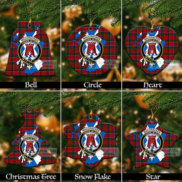 MacCracken (McCracken) Tartan Christmas Ornament with Family Crest and Scotland Map