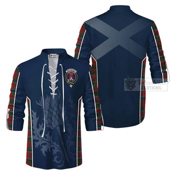 MacCracken (McCracken) Tartan Ghillie Kilt Shirt with Family Crest and Scottish Thistle Vibes Sport Style Men - Tartan Vibes Clothing