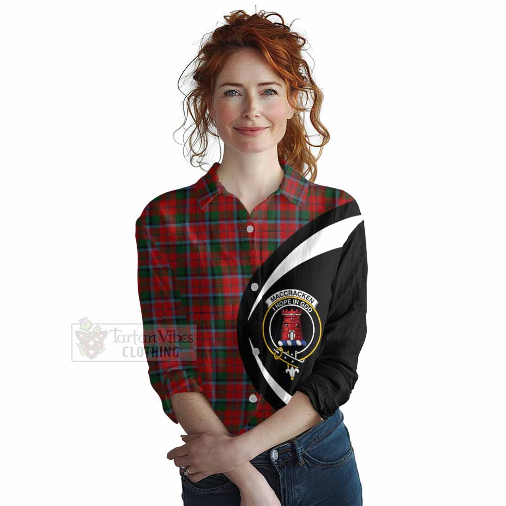 Tartan Vibes Clothing MacCracken (McCracken) Tartan Women's Casual Shirt with Family Crest Circle Style