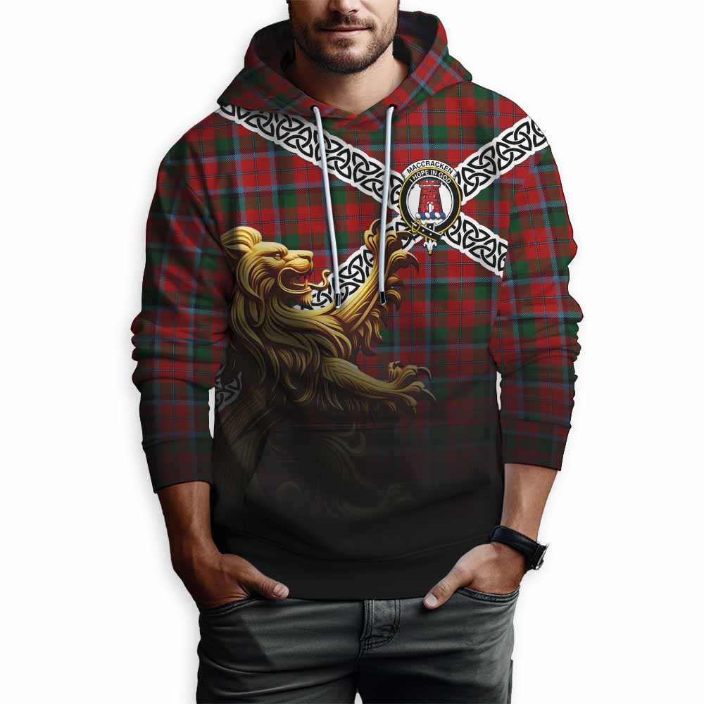 MacCracken (McCracken) Crest Tartan Hoodie with Golden Lion Emblem Celtic Style Pullover Hoodie - Tartan Vibes Clothing