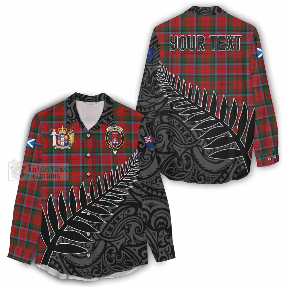 Tartan Vibes Clothing MacCracken (McCracken) Crest Tartan Women's Casual Shirt with New Zealand Silver Fern Half Style