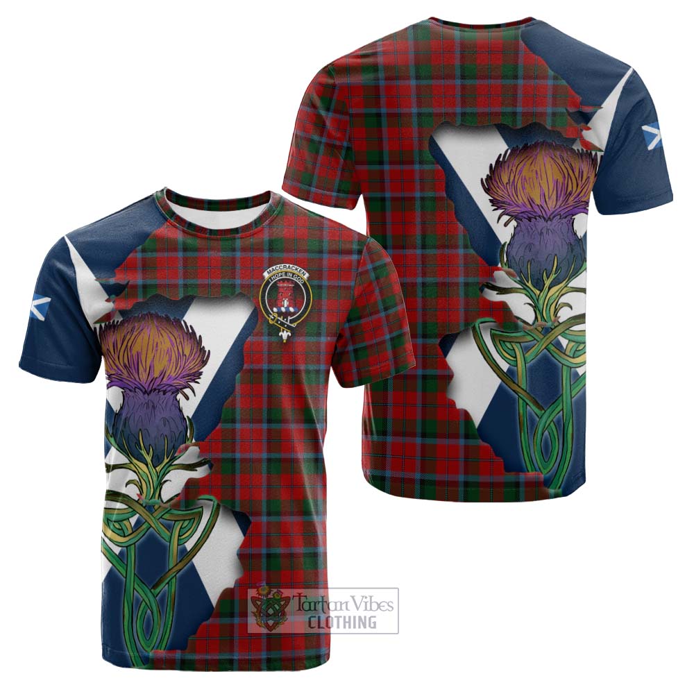 MacCracken (McCracken) Tartan Family Crest Cotton T-shirt Scottish Thistle Celtic Inspired - Tartan Vibes Clothing