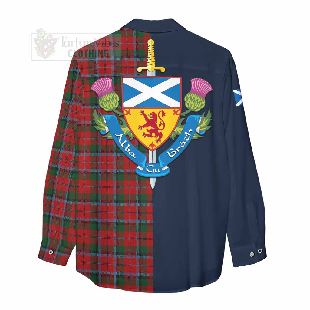 Tartan Vibes Clothing MacCracken (McCracken) Tartan Women's Casual Shirt Alba with Scottish Lion Royal Arm Half Style