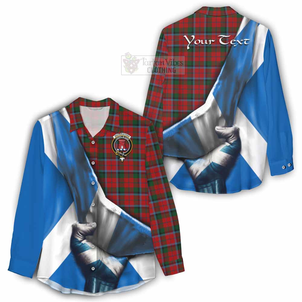 Tartan Vibes Clothing MacCracken (McCracken) Tartan Women's Casual Shirt with Family Crest Scotland Patriotic Style