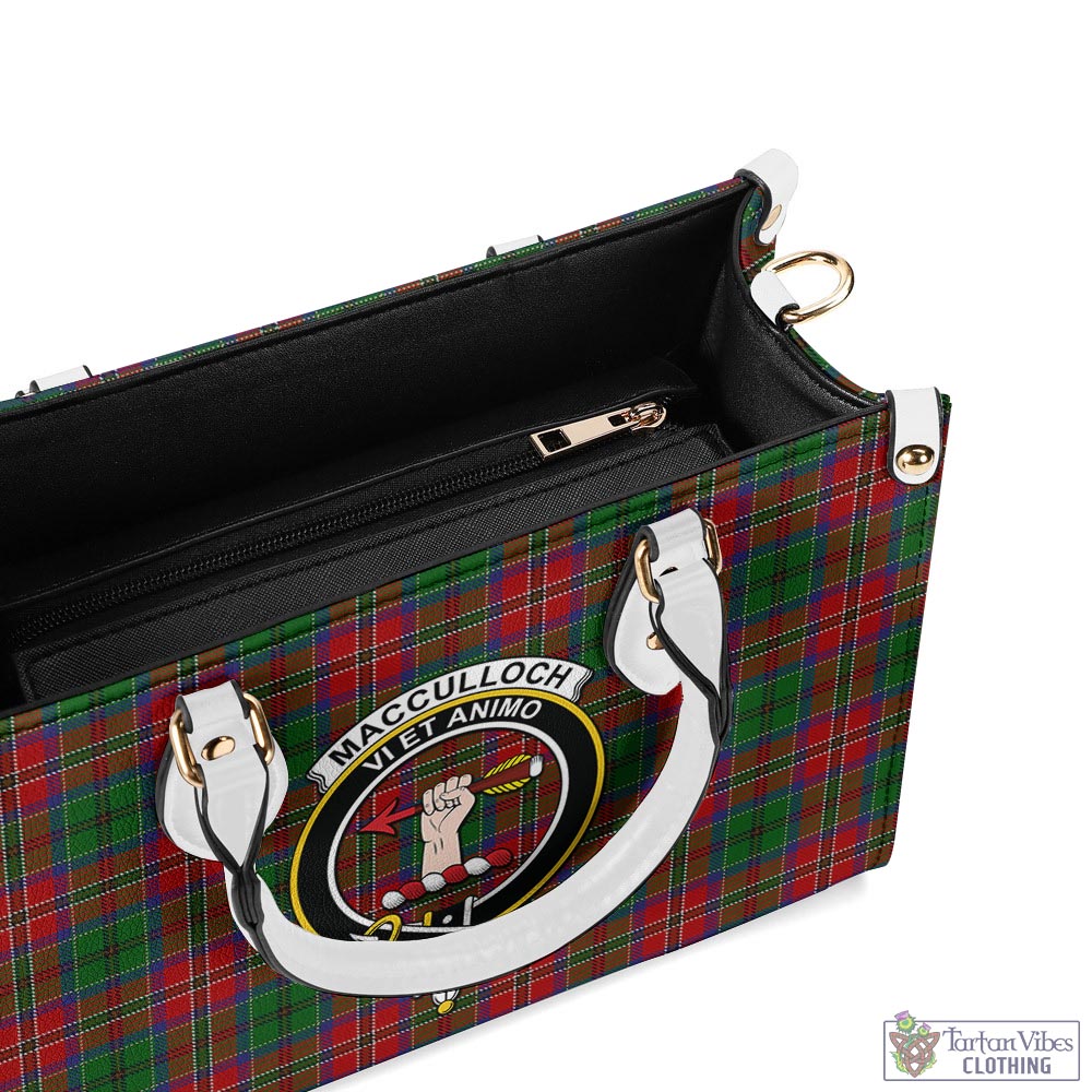 Tartan Vibes Clothing MacCulloch Tartan Luxury Leather Handbags with Family Crest