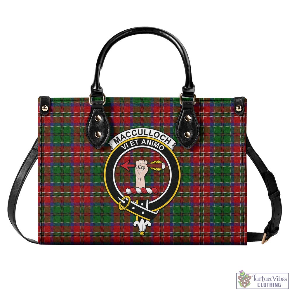 Tartan Vibes Clothing MacCulloch Tartan Luxury Leather Handbags with Family Crest