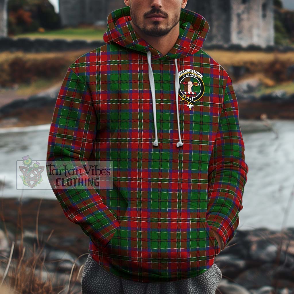 Tartan Vibes Clothing MacCulloch Tartan Cotton Hoodie with Family Crest