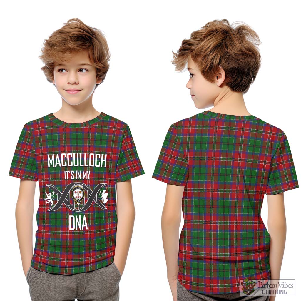 Tartan Vibes Clothing MacCulloch Tartan Kid T-Shirt with Family Crest DNA In Me Style