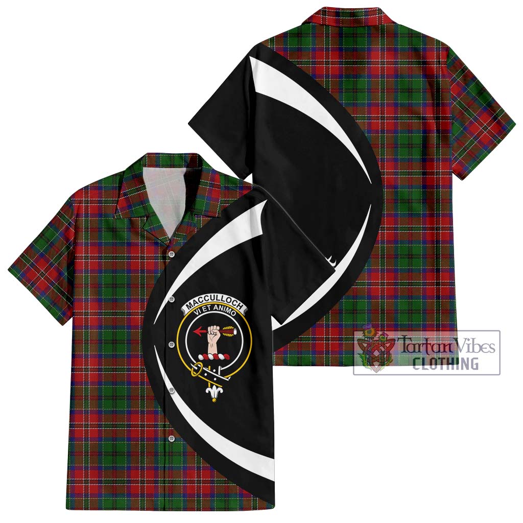 MacCulloch (McCulloch) Tartan Short Sleeve Button Up with Family Crest Circle Style Kid - Tartan Vibes Clothing