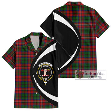 MacCulloch (McCulloch) Tartan Short Sleeve Button Up with Family Crest Circle Style