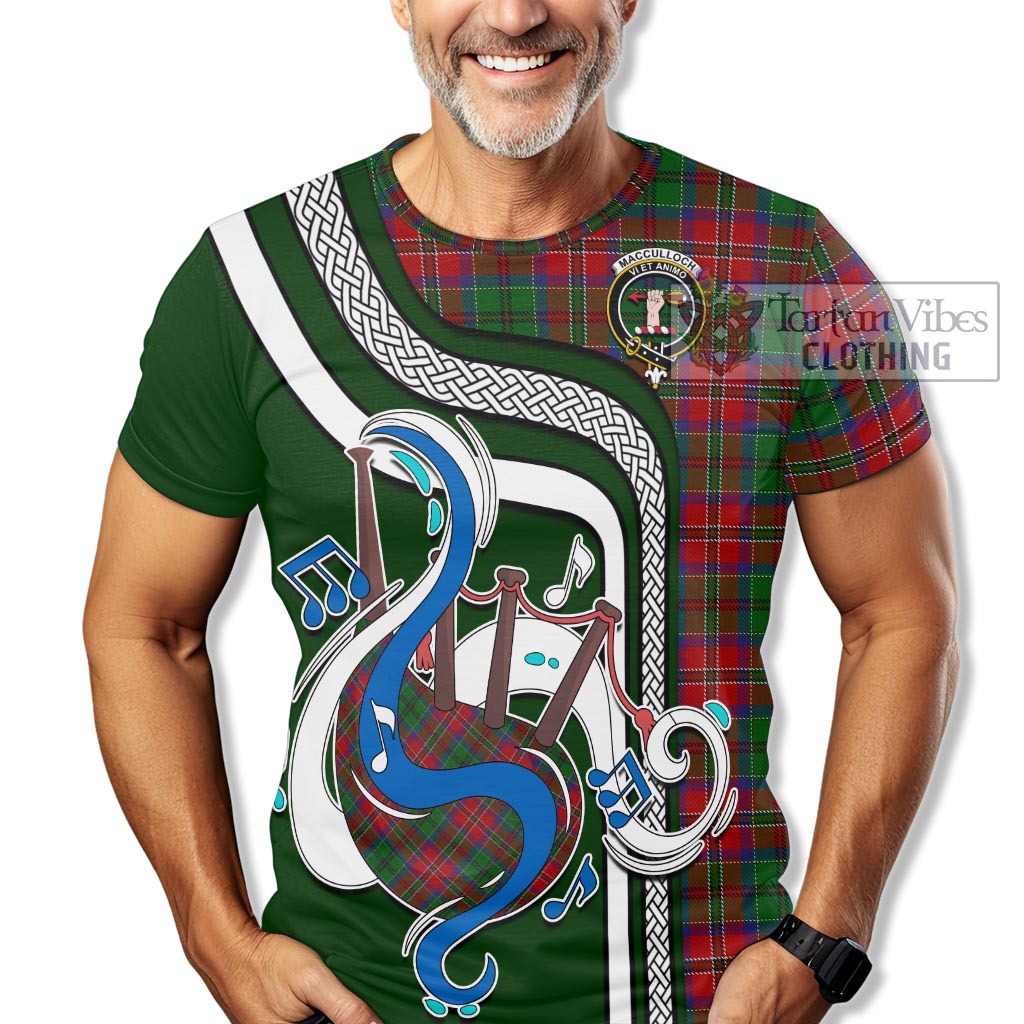 Tartan Vibes Clothing MacCulloch Tartan T-Shirt with Epic Bagpipe Style